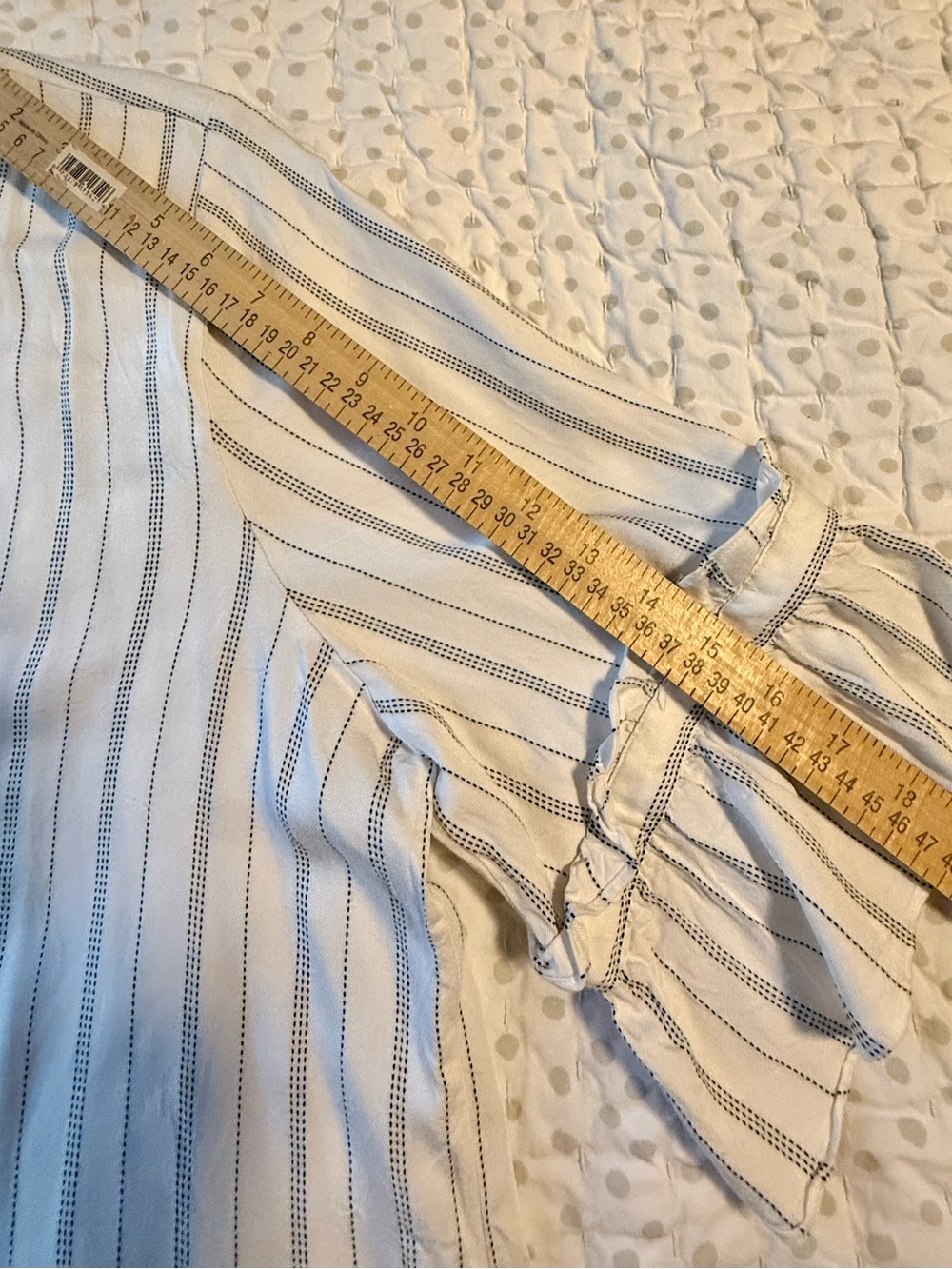 LOFT White Striped Split Neck Shirt - Picture 8 of 8